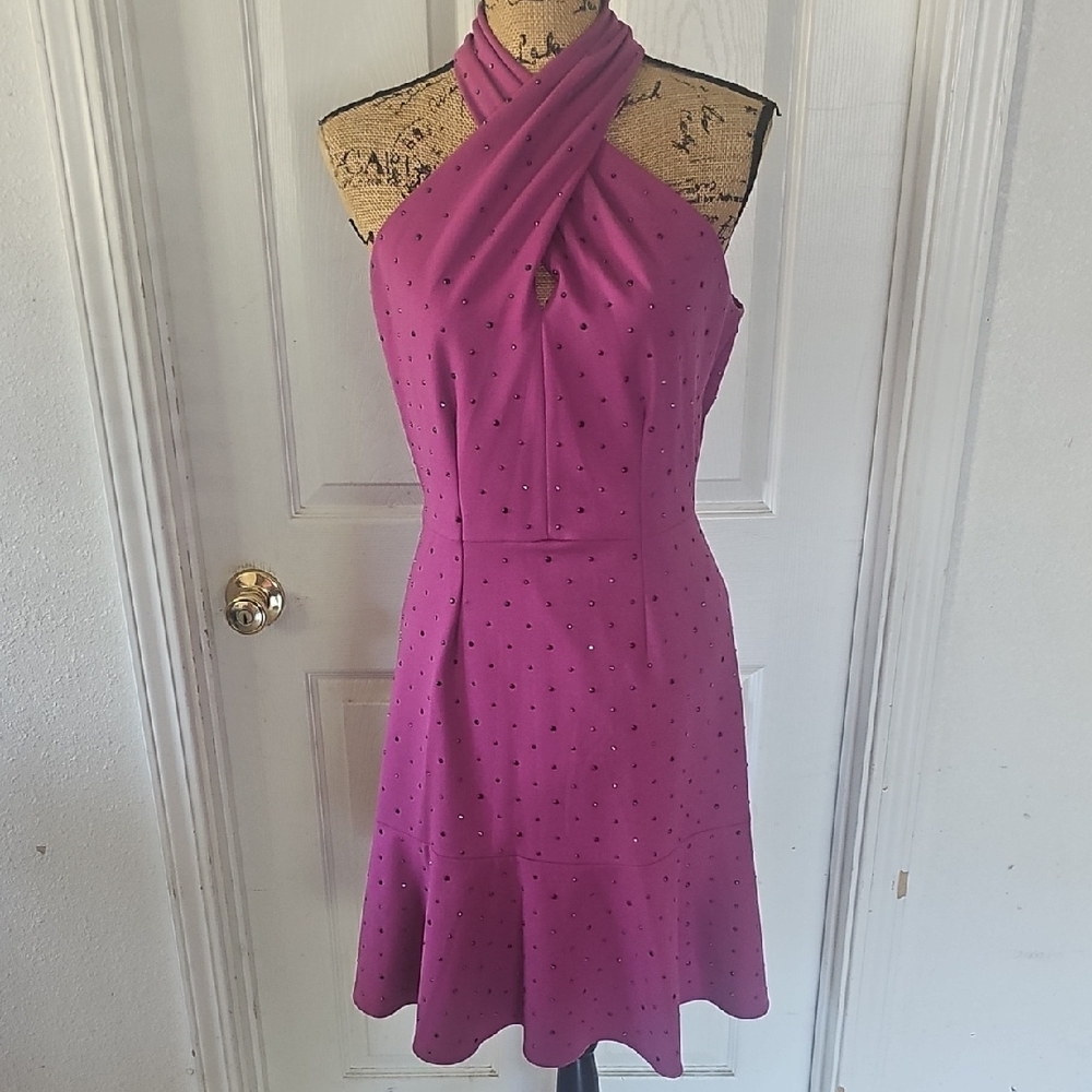 Elegant Purple Halter Dress